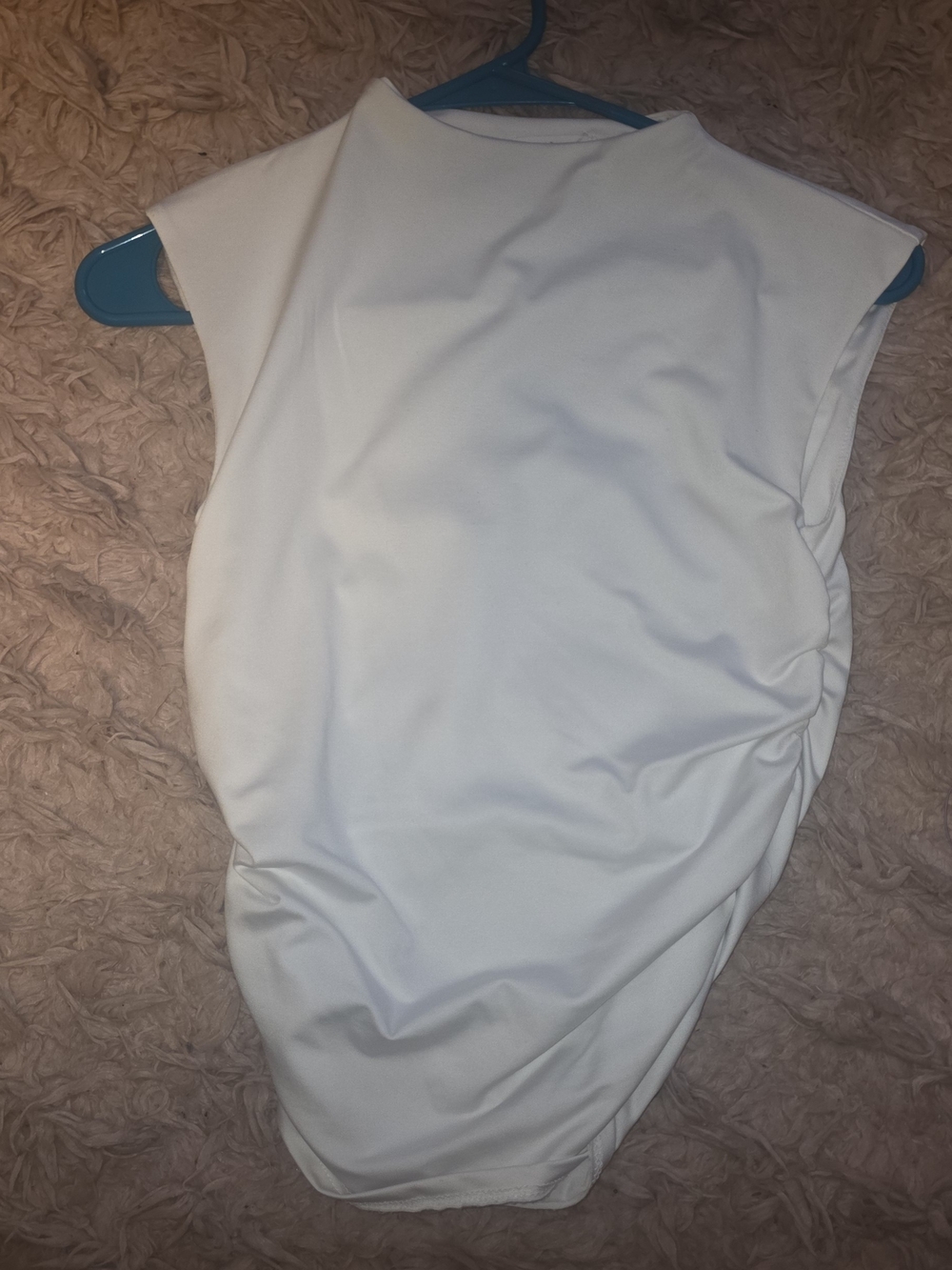 Sleeveless White Ruched Women’s Top